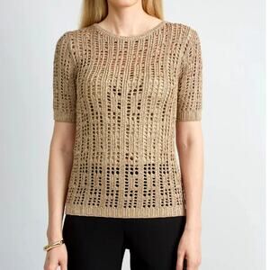 Elie Tahari Women's Antique Gold Metallic Sweater Size S